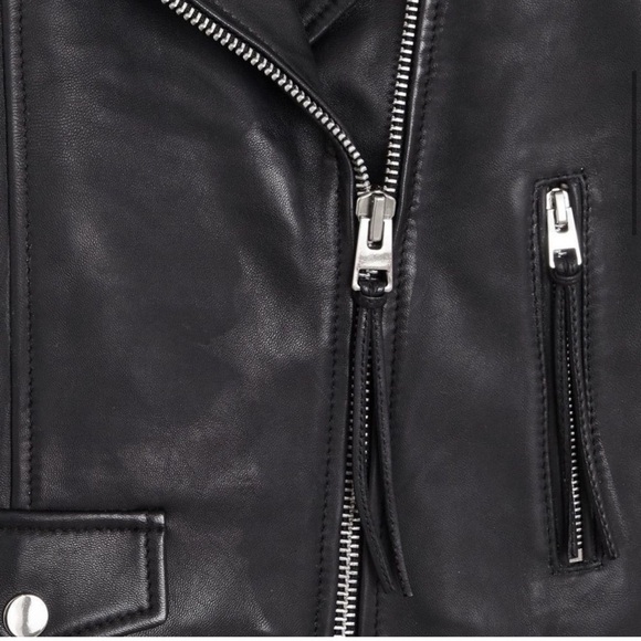 Mango Genuine Leather Biker Jacket in Black - Picture 5 of 14